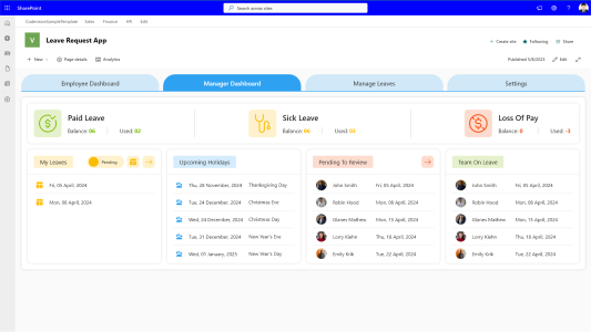 CV Leave Request App – Manager Dashboard CV Leave Request App – Manager Dashboard