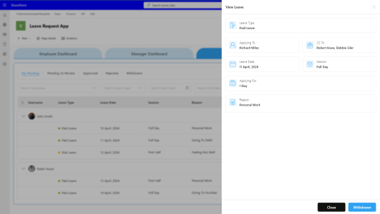 CV Leave Request App - Leaves Pending CV Leave Request App - Leaves Pending